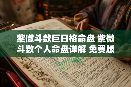 紫微斗数巨日格命盘 紫微斗数个人命盘详解 免费版 紫微斗数巨日格命盘 紫微斗数个人命盘详解 免费版