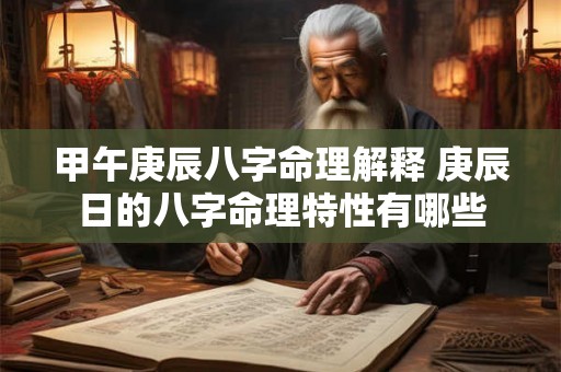 甲午庚辰八字命理解释 庚辰日的八字命理特性有哪些 甲午庚辰八字命理解释 庚辰日的八字命理特性有哪些