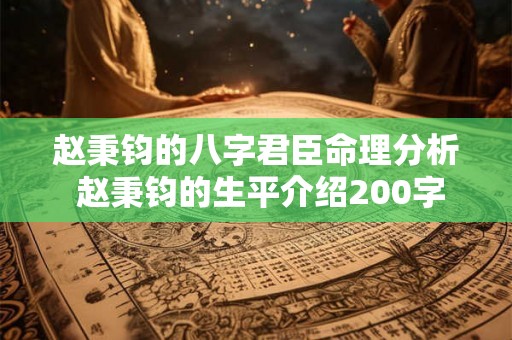 赵秉钧的八字君臣命理分析 赵秉钧的生平介绍200字