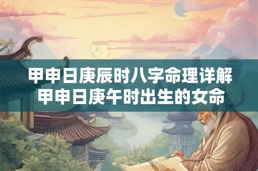 甲申日庚辰时八字命理详解 甲申日庚午时出生的女命 甲申日庚辰时八字命理详解 甲申日庚午时出生的女命