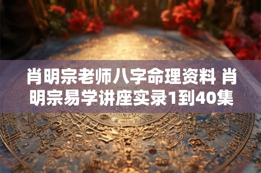 肖明宗老师八字命理资料 肖明宗易学讲座实录1到40集