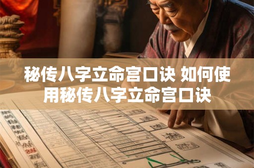 秘传八字立命宫口诀 如何使用秘传八字立命宫口诀