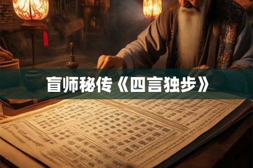 盲师秘传《四言独步》 盲师秘传《四言独步》