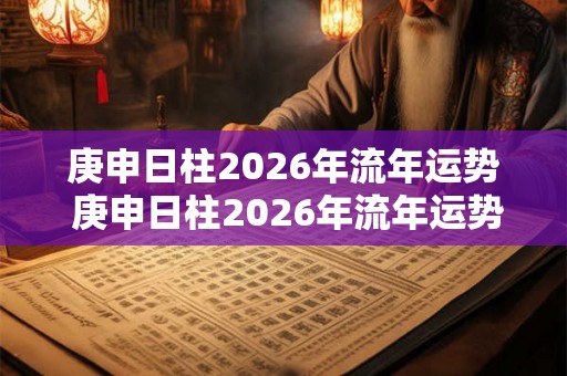 庚申日柱2026年流年运势 庚申日柱2026年流年运势怎么样