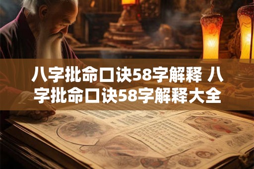 八字批命口诀58字解释 八字批命口诀58字解释大全