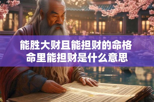 能胜大财且能担财的命格 命里能担财是什么意思