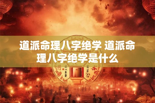 道派命理八字绝学 道派命理八字绝学是什么 道派命理八字绝学 道派命理八字绝学是什么