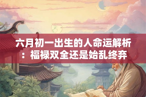 六月初一出生的人命运解析:福禄双全还是始乱终弃 六月初一出生的人命运解析:福禄双全还是始乱终弃