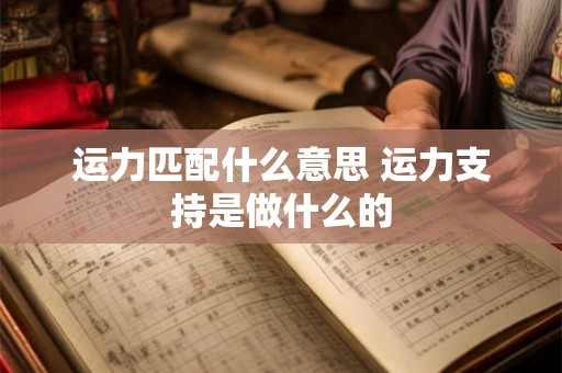 运力匹配什么意思 运力支持是做什么的 运力匹配什么意思 运力支持是做什么的