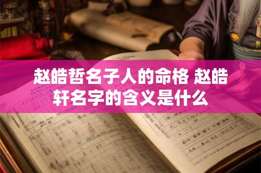 赵皓哲名子人的命格 赵皓轩名字的含义是什么 赵皓哲名子人的命格 赵皓轩名字的含义是什么