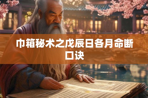 巾箱秘术之戊辰日各月命断口诀 巾箱秘术之戊辰日各月命断口诀
