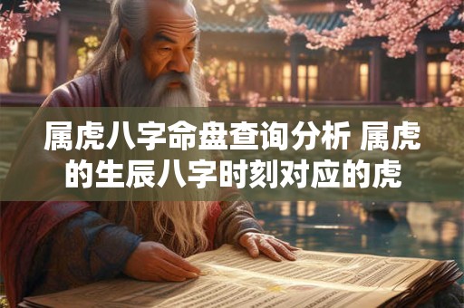 属虎八字命盘查询分析 属虎的生辰八字时刻对应的虎 属虎八字命盘查询分析 属虎的生辰八字时刻对应的虎
