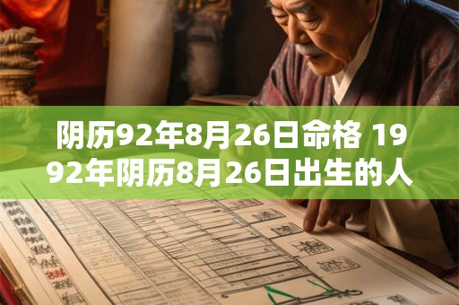 阴历92年8月26日命格 1992年阴历8月26日出生的人命运 阴历92年8月26日命格 1992年阴历8月26日出生的人命运