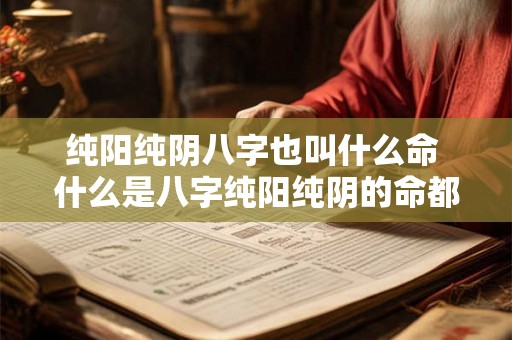 纯阳纯阴八字也叫什么命 什么是八字纯阳纯阴的命都有什么特点 